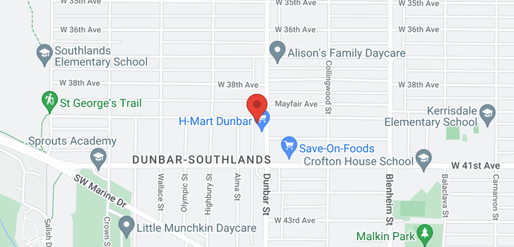 map of 303 3636 W 39TH AVENUE